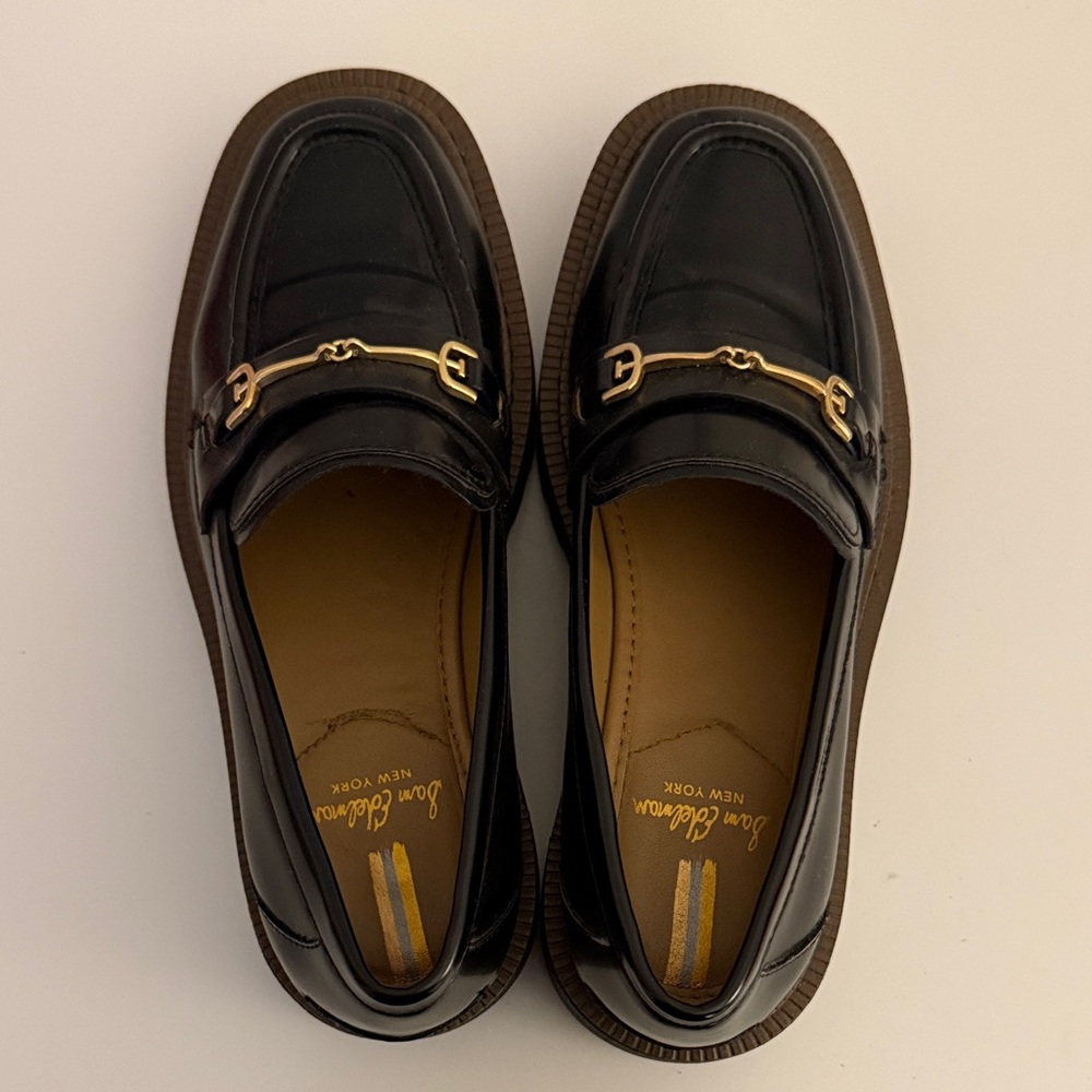 Sam Edelman Black Loafers with Gold Detailing